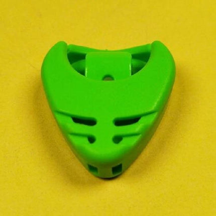 A storage box for keeping guitar picks organized in daily practice - compact heart/triangle pick holder in bright green, pocket-friendly accessory