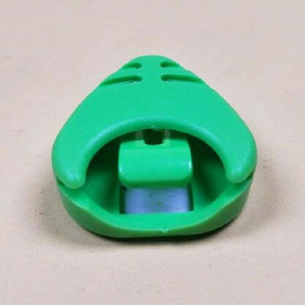 A storage box for keeping guitar picks organized in daily practice — green triangle-style pick holder for pocket or case