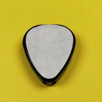 A storage box for keeping guitar picks organized in daily practice – compact heart/triangle pick case shown on yellow background