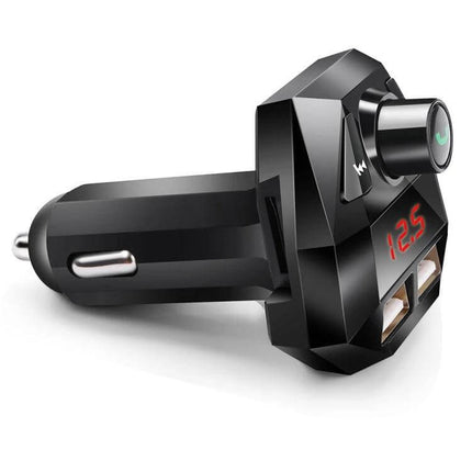 Car Bluetooth Hands Free MP3 Player With FM Transmitter black car adapter with LED display, dual USB ports and control knob