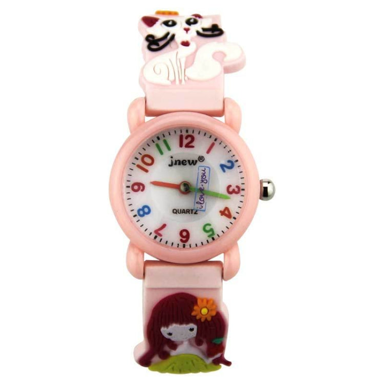 JNEW A335-86195 Reloj de cuarzo cognitivo impermeable con dibujos animados para niños