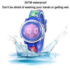 Colorful 3D Cartoon Dinosaur LED Alarm Watch for Kids - Waterproof Electronic Timepiece