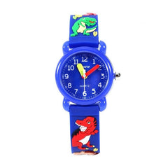 JNEW A335-86172 Montre à quartz pour enfants avec bracelet en silicone étanche et motif dinosaure 3D