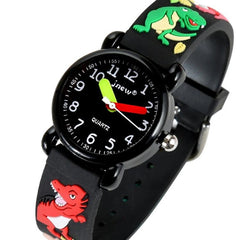 JNEW A335-86172 Kids Adorable 3D Dinosaur Waterproof Silicone Strap Quartz Watch