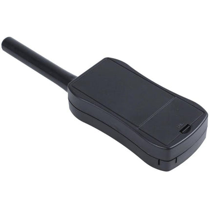 Compact Hand-Held Metal Detector for Outdoor Treasure Searches - black compact hand-held detector with antenna and adjustable sensitivity for beach and field use