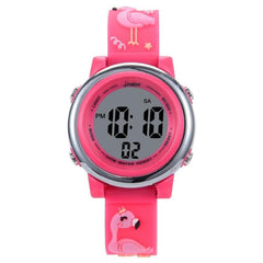 Student-Friendly Cartoon Flamingo LED Waterproof Electronic Watch for Kids