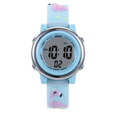 Student-Friendly Cartoon Flamingo LED Waterproof Electronic Watch for Kids