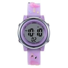 Student-Friendly Cartoon Flamingo LED Waterproof Electronic Watch for Kids