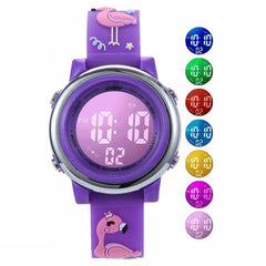 Student-Friendly Cartoon Flamingo LED Waterproof Electronic Watch for Kids