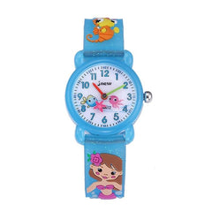 JNEW A380-865762 Kids 3D Silicone Cartoon Mermaid Waterproof Quartz Watch