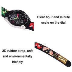 JNEW 6811-86172 Reloj de cuarzo impermeable con correa de silicona y diseño de dinosaurio en 3D para niños