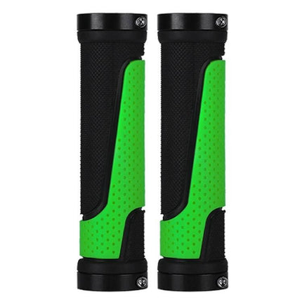 Bicycle Rubber Handlebar Cover Anti Slip For Secure Grip - green and black ergonomic rubber grips with aluminum lock rings