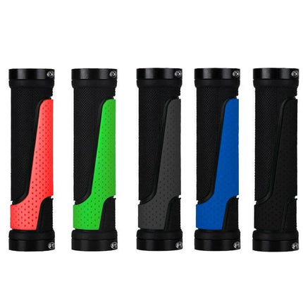 Bicycle Rubber Handlebar Cover Anti Slip For Secure Grip — five color rubber grips with aluminum lock rings for commuting and wet-weather riding