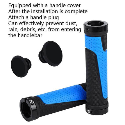 Bicycle Rubber Handlebar Cover Anti Slip For Secure Grip blue black rubber grips with aluminum lock rings and handlebar plugs