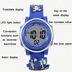 Children's 3D Cartoon Pirate Ship LED Waterproof Multi-Functional Sports Watch