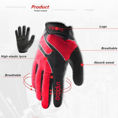 Boodun Long Finger Cycling Gloves with Touch Screen Capability - Elastic Sports Gloves for Outdoor Activities