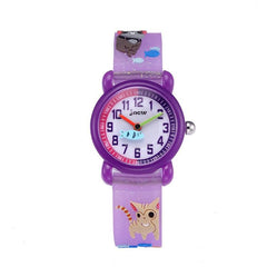 JNEW A335-86264 Kids Cartoon 3D Cat Fishing Silicone Waterproof Quartz Watch