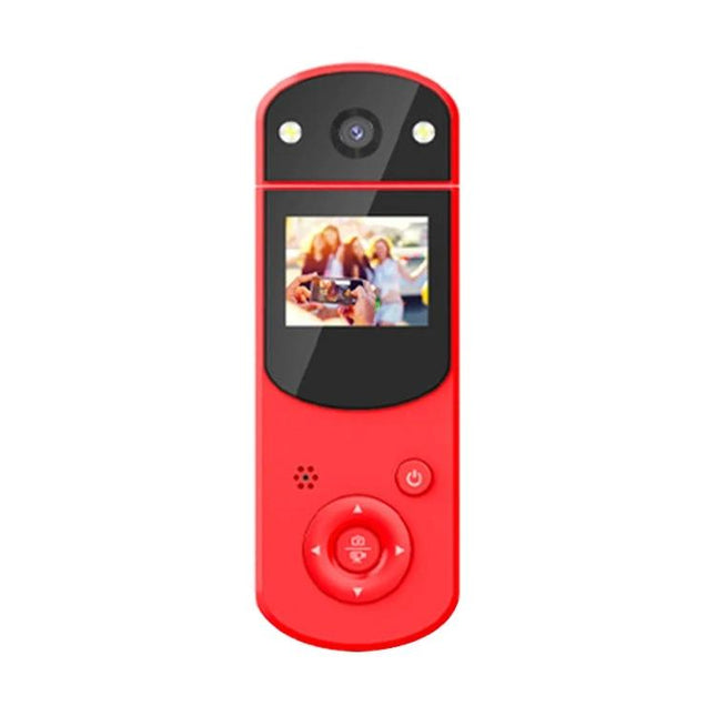 Multi-Function Digital Video Camera for Sports and Recording Sessions - compact red handheld camera with display for sports, workouts, and video calls