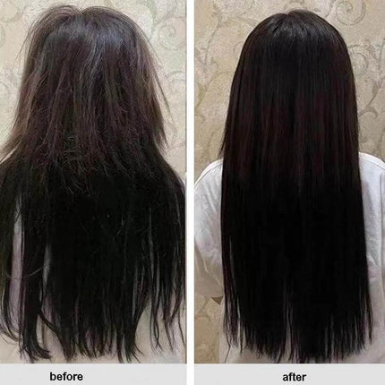 Gray Anti-Lifting Nozzle For Dyson Hair Dryer Accessory showing before-and-after frizz reduction and smoother, shinier long hair