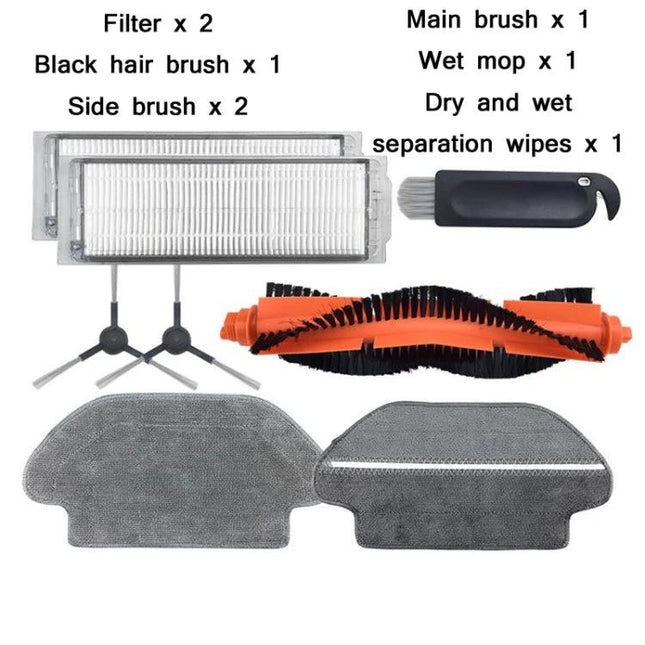 8-Piece Accessories for Sweep and Mop Machines for Home Cleaning - replacement filters, brushes, mop pads and tool for regular home maintenance up to 100 sqm