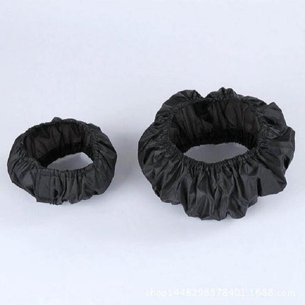 Baby Wheel Cover For Stroller Wheels, Medium Size Keeps Wheels Clean - black polyester medium wheel cover with elastic and hook-and-loop strap
