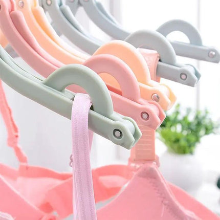 3Pc Portable Travel Folding Hanger Set, Multi Color Plastic Drying Rack