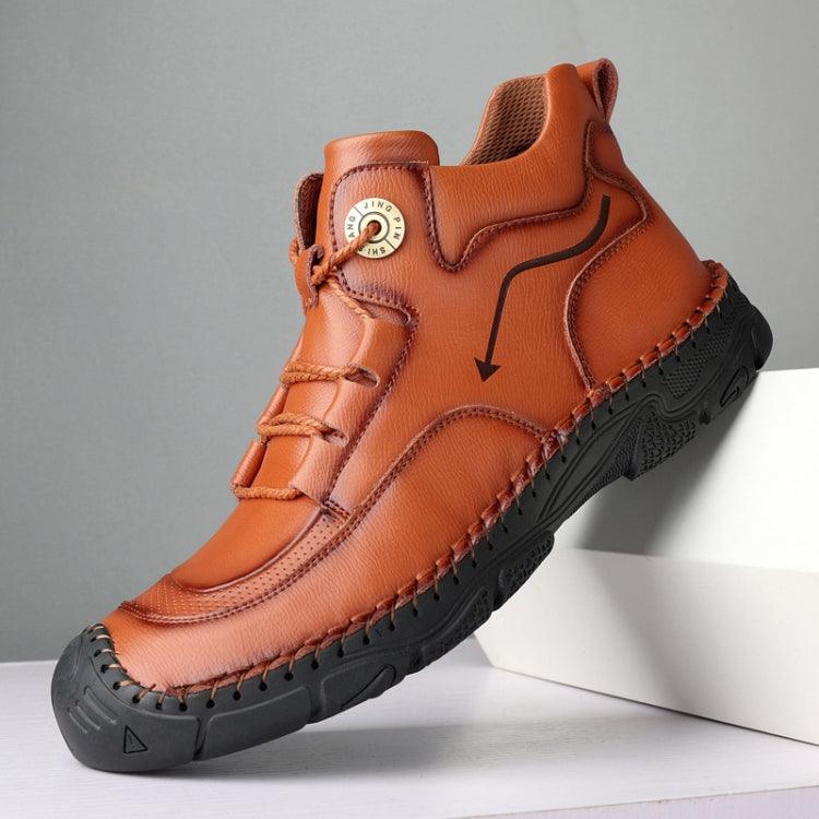 Men's High-Top Leather Martin Boots for Autumn and Winter - Warm Outdoor Footwear