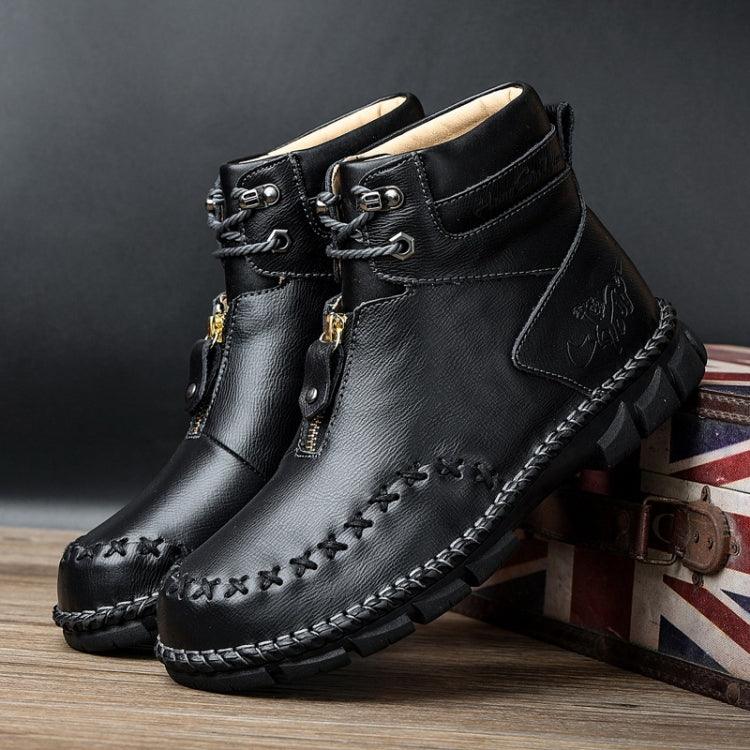 Men's High-Top Leather Martin Boots for Autumn and Winter - Hand-Stitched Cowhide Footwear