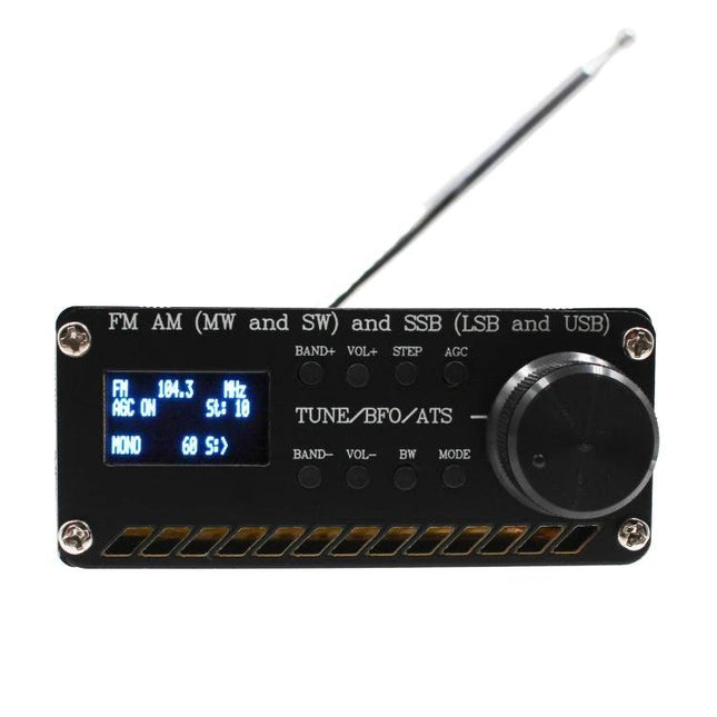 Portable Battery-Powered All-Band Radio for FM, AM, and Shortwave with antenna, digital display, tuning knob and 1200mAh battery