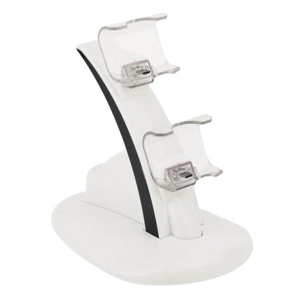 IPLAY Stand for Charging Gaming Controllers at Home white dual controller charging stand for organized desk