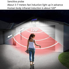 Solar-Powered 4-Head Adjustable Wall Light with Remote Control and Motion Sensor for Outdoor Use