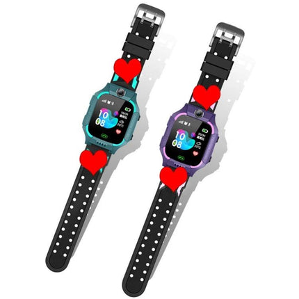 Children's Smart Watch for School Safety and Daily Monitoring showing two colorful kids' GPS smartwatches with black straps and heart icons