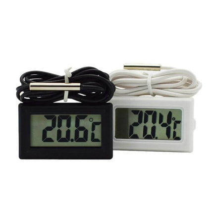 Fish Tank Digital Thermometer With Waterproof Probe, 5m - black and white digital displays with 5m waterproof probes showing 20.6°C