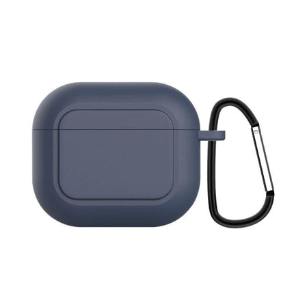 Silicone Cover for Everyday AirPods Protection on the Go – navy blue soft silicone case with carabiner for pocket-safe protection
