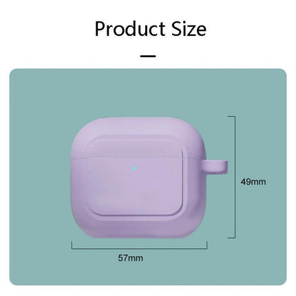 Silicone Cover for Everyday AirPods Protection on the Go — lavender silicone case showing 57mm x 49mm product size