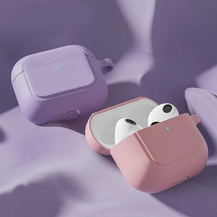 Silicone Cover for Everyday AirPods Protection on the Go — soft pink silicone case protecting AirPods, slim grip for commuting and everyday drops