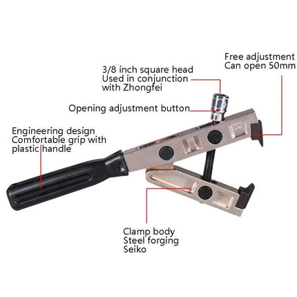 Essential Clamp Pliers for Daily Vehicle Maintenance - chrome molybdenum steel clamp pliers with plastic grip, adjustable opening and 3/8" square head