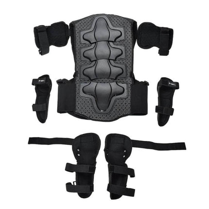 Kids Motorcycle Protective Gear Set Vest Knee And Elbow Pads with PE shell, foam buffer and velvet lining for ages 5–13