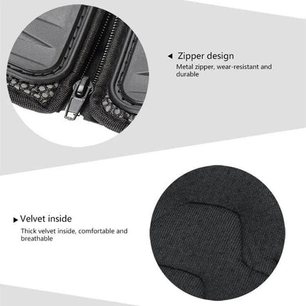 Kids Motorcycle Protective Gear Set Vest Knee And Elbow Pads - close-up of metal zipper and soft velvet lining for chest, knee and elbow protection