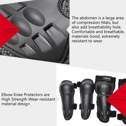 Kids Motorcycle Protective Gear Set Vest Knee And Elbow Pads with PE shell foam buffer and velvet lining for ages 5–13, chest knee and elbow protection