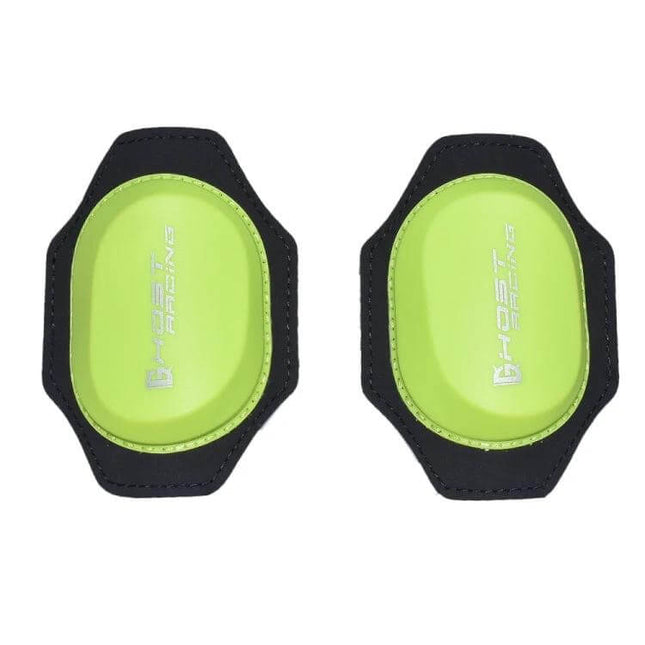 Knee Guard For Motorcycle Riding Protection Everyday Use - lime PVC shell knee sliders that stick to racing pants for training and track days