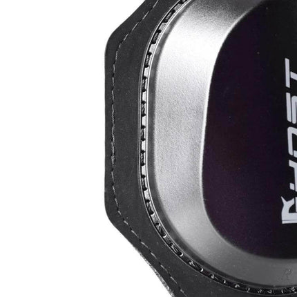 Knee Guard For Motorcycle Riding Protection Everyday Use - close-up of PVC shell knee slider with stitched backing and adjustable attachment
