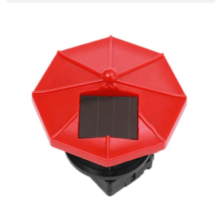 Outdoor Solar Rotating Lighthouse LED Garden Light Red with red plastic housing, solar panel and rotating white LED for lawn or balcony lighting