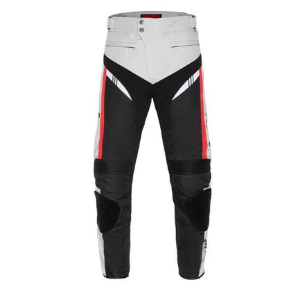 Ghost Racing Windproof Motorcycle Trousers, Size M - black white red oxford cloth with reflective strips and detachable liner for year-round riding