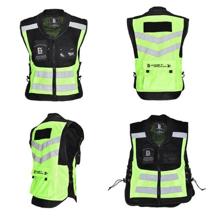Ghost Racing Reflective Motorcycle Riding Vest Sizes M to XXXL high-visibility mesh vest with zipper pockets and elastic waist belt