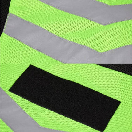 Ghost Racing Reflective Motorcycle Riding Vest Sizes M to XXXL - close-up of high-visibility neon mesh and reflective strips with chest pocket