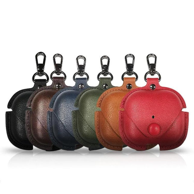 Leather Case for Protecting AirPods in Daily Activities - PU leather protective AirPods case with carabiner in multiple colors