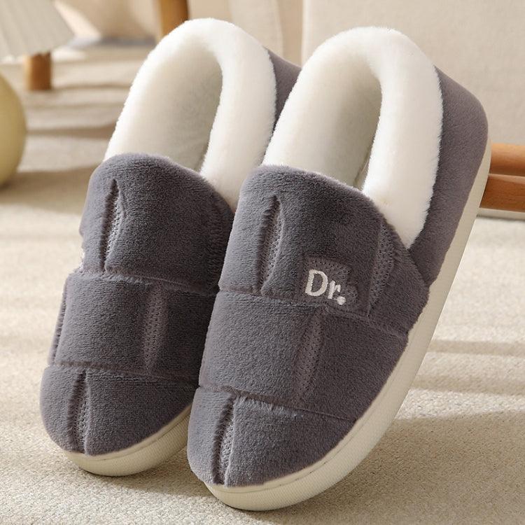 Cozy Plaid Cotton Slippers for Autumn and Winter - Warm, Non-Slip Indoor Footwear