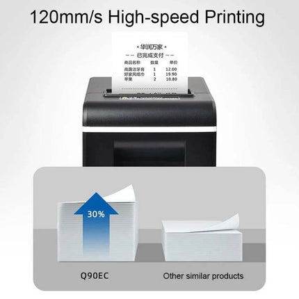 Xprinter 58mm Portable Thermal Receipt Printer for Business showing high-speed 120mm/s printing and 30% faster paper throughput