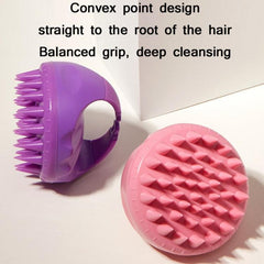 Brosse de lavage de cheveux ronde en silicone, brosse de massage multifonctionnelle pour cheveux secs et humides